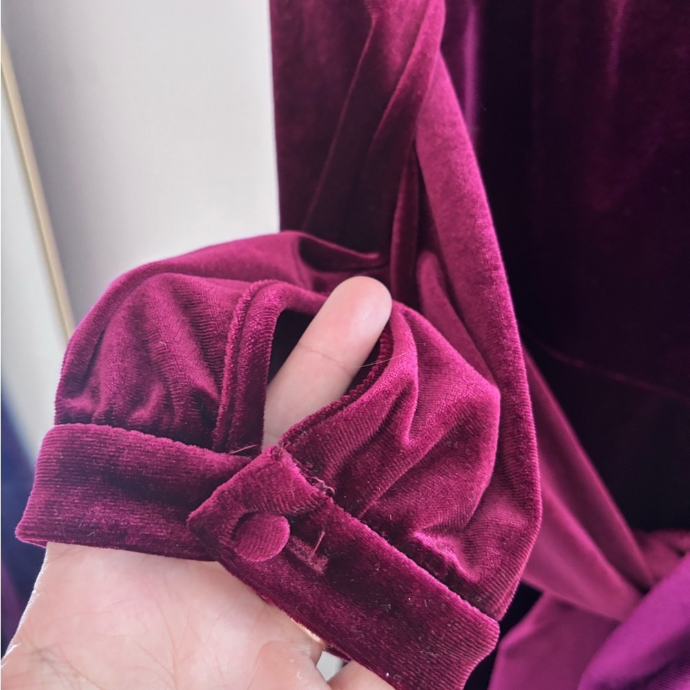 Boden Rich Burgundy Long Sleeve Velvet Dress - Picture 8 of 10